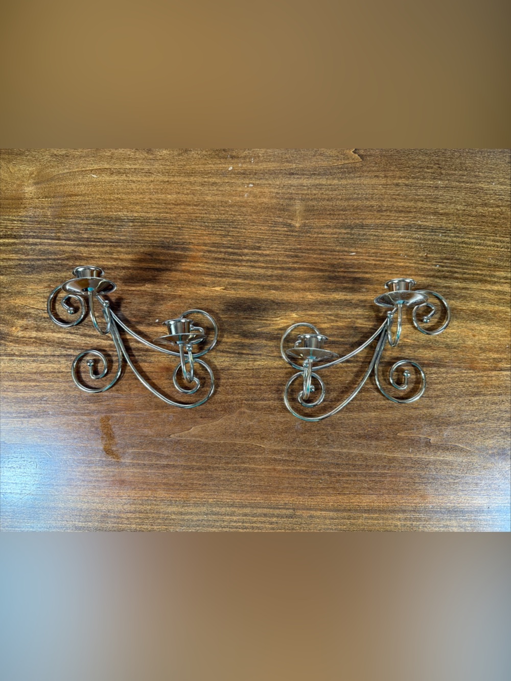 Vintage Home Interiors Metal Wall Sconce Pair Gold Tone Decorative Scroll Candle